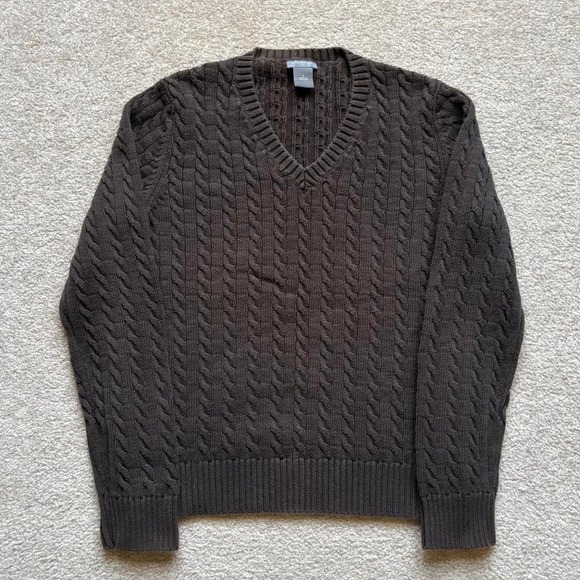 Ann Taylor Brown Cable Knit Sweater‎ Size Small Preppy Cottage Core - Picture 1 of 3